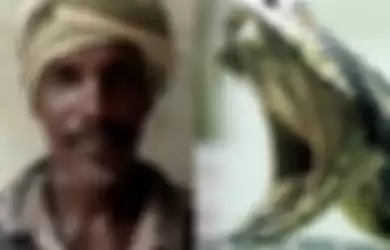 Kishore Badra, seorang pria di India yang viral karena menggigit balik ular berbisa yang sudah menggigitnya.