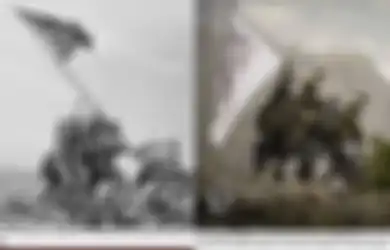 Benci Setengah Mati dengan Amerika, Tentara Taliban Olok-olok Foto Ikonik Perang Dunia 2, Kibarkan Bendera Taliban Tapi Pakai Perlengkapan Militer Layaknya Tentara Amerika