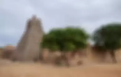 Panorama Masjid Sankore yang dibangun pada abad ke-15 Masehi di, Mali, Timbuktu.