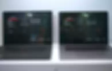 Lenovo X1 Extreme G4 (Kiri) vs Macbook Pro M1 Max (kanan)