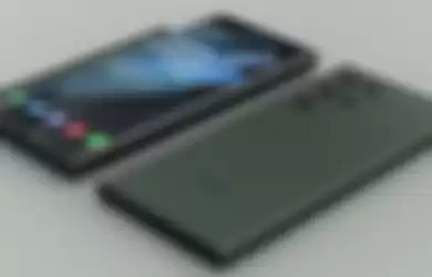 Render desain Samsung Galaxy S22 Ultra dengan varian warna hijau.