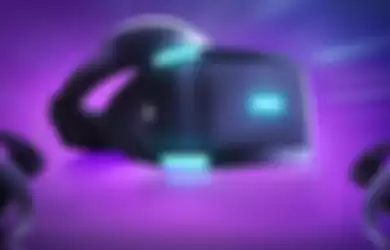 Ilustrasi PlayStation VR2 dan controller PS VR2