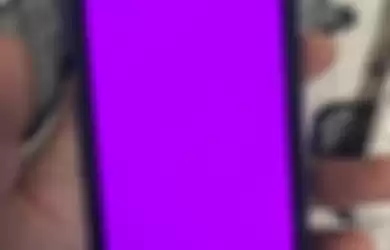 Layar iPhone 13 milik DPigar yang mengalami blank berwarna pink