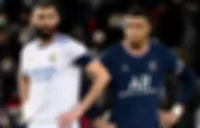 Bintang Real Madrid Karim Benzema dan bintang PSG Kylian Mbappe