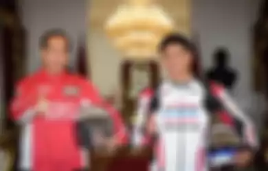 Mario Aji dan Presiden Jokowi usai parade MotoGP di Jakarta