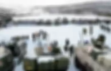 Tentara Norwegia sedang menggelar latihan militer di wilayah dengan iklim bersalju