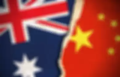 Ilustrasi bendera Australia dan China