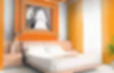 Ilustrasi kamar tidur berwarna oranye