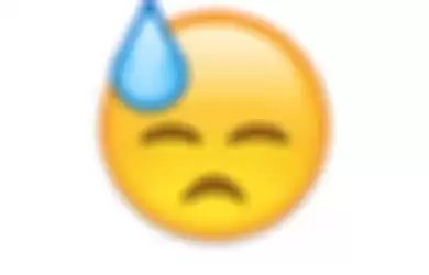 Emoji dengan wajah titik air di atas