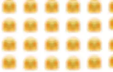Emoji wajah dengan dua telapak tangan terbuka