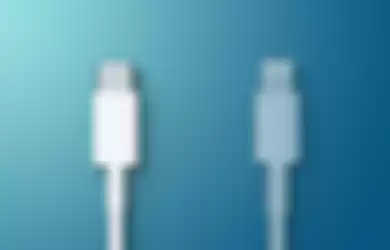 Ilustrasi kabel USB type-C dan kabel lightning
