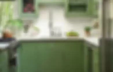 Ilustrasi dapur dengan nuansa hijau segar