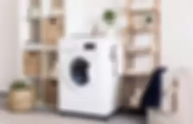 Ilustrasi mesin cuci dan ruang mencuci 