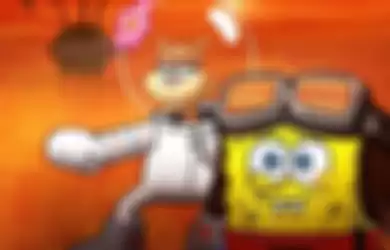 Sandy dan Spongebob dalam parodi Top Gun