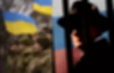 Ilustrasi tentara Ukraina dan mata-mata Rusia