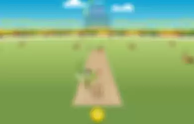 Gameplay game Google bertema olahraga, Cricket.