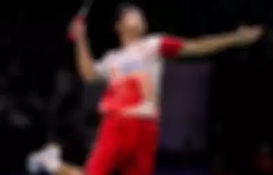 Potret Anthony Sinusuka Ginting saat melakukan aksinya dilapangan sebelum insiden Banting Raket di Ajang kejuaraan Singapore Open 2022