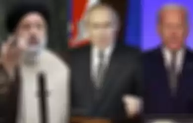 Presiden Iran Ebrahim Raisi, Presiden Rusia Vladimir Putin, dan Presiden AS Joe Biden