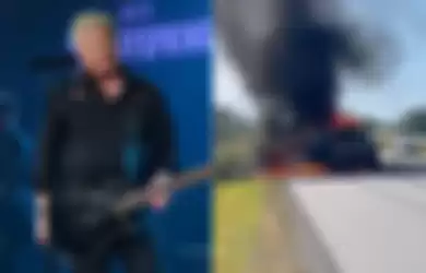 Mobil yang dikendarai The Offspring dan kru mengalami kebakaran 