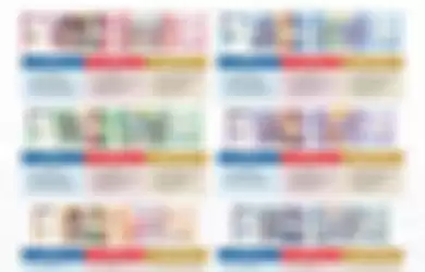 Ciri keaslian 7 pecahan uang rupiah kertas tahun emisi 2022 yang berlaku mulai 17 Agustus 2022.