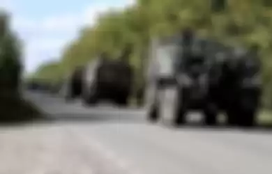 Ilustrasi konvoi militer Rusia di Kharkiv