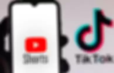 Ilustrasi logo YouTube Shorts dan TikTok