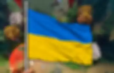Ilusrasi bendera Ukraina yang lolos kualifikasi ke  IESF Esports World Championships ke-14 2022.