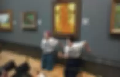 Lukisan legendaris Sunflower Vincent Van Gogh dilempari sup tomat oleh dua gadis muda, viral di media sosial.