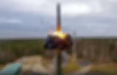  Rudal balistik antarbenua Yars diuji coba sebagai bagian dari latihan nuklir Rusia dari situs peluncuran di Plesetsk, Rusia barat laut.