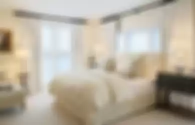 Ilustrasi kamar tidur double dengan warna netral