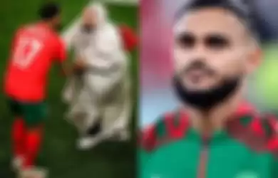 Sofiane Boufal, pemain Timnas Maroko yang viral karena aksinya lari ke sang Ibu usai sukses tumbangkan Portugal di perempat final Piala Dunia 2022.
