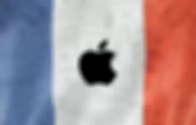 Ilustrasi bendera  Prancis dan logo Apple