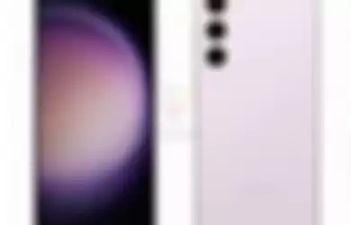 Render resmi panel depan dan belakang Samsung Galaxy S23 warna Mystic Lilac