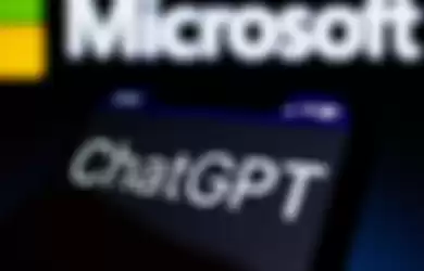Ilustrasi chatbot AI ChatGPT dan logo Microsoft