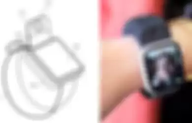 Ilustrasi paten baru Apple berupa kamera pada Apple Watch. 