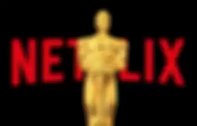 Ilustrasi Piala Oscar dan platform streaming Netflix.