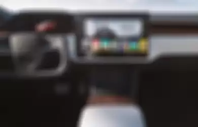 Ilustrasi sistem infotaiment gaming pada mobil listrik (EV) Tesla Model X milik Tesla.