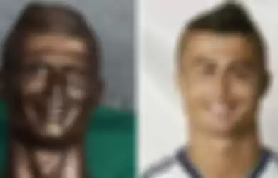 Begini jadinya kalau patung Cristiano Ronaldo disandingkan dengan muka aslinya