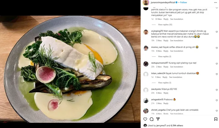 VIRAL Masakan Chef Juna Disebut Mirip Pembalut, Begini Penampakannya! -  Pop.Grid.ID