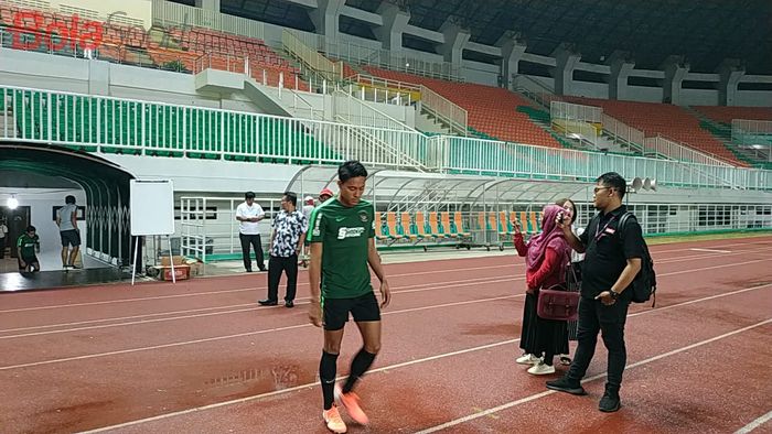 I Made Andhika Wijaya pada pemusatan latihan timnas Indonesia di Stadion Pakansari, Kabupaten Bogor, Kamis (22/8/2019).