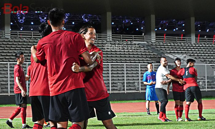 Timnas Senior Indonesia sedang melakukan latihan di Lapangan Madya, Jakarta Selatan (21/02/2020)