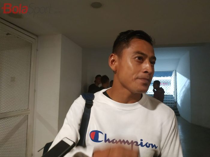 Striker Persita, Samsul Arif saat ditemui seusai laga kontra timnas Indonesia di Stadion Madya, Jakarta, Jumat (21/2/2020).