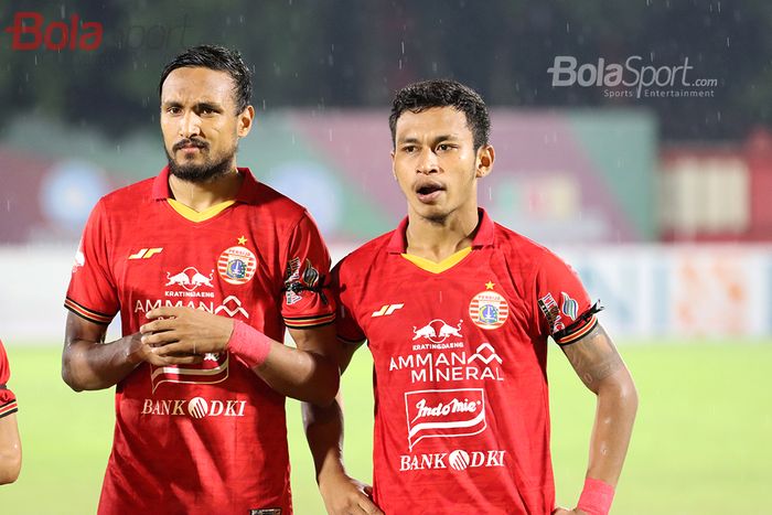Rohit Chand dan Osvaldo Haay  ketika laga menghadapi Bhayangkara FC di Stadion PTIK, Melawai, Jakarta Selatan (14/3/2020)