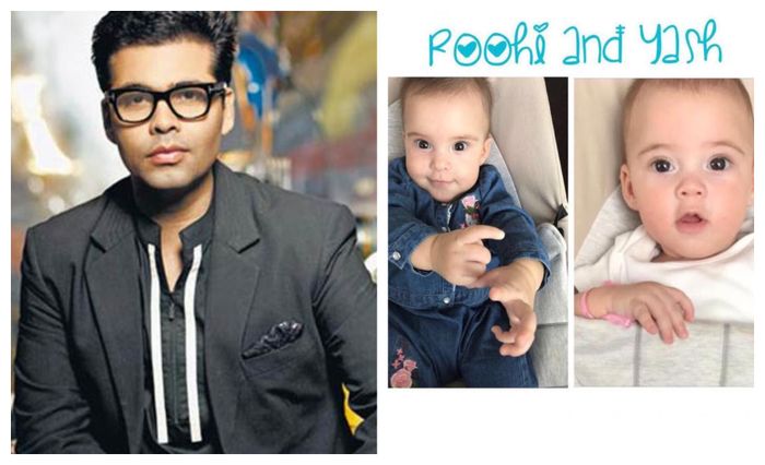 Karan Johar dan kedua anaknya
