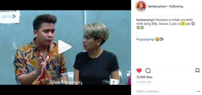 Billy mengungkapkan honornya