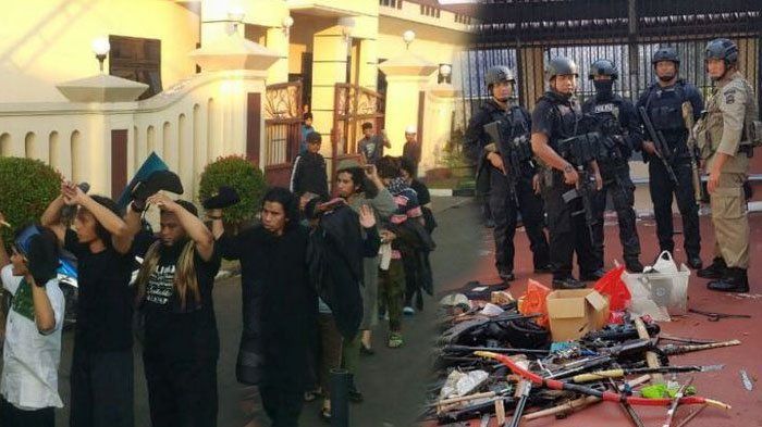 Suasana Mako Brimob Kelapa Dua, Depok, Jawa Barat, mencekam sejak kerusuhan terjadi. Kerusuhan anta