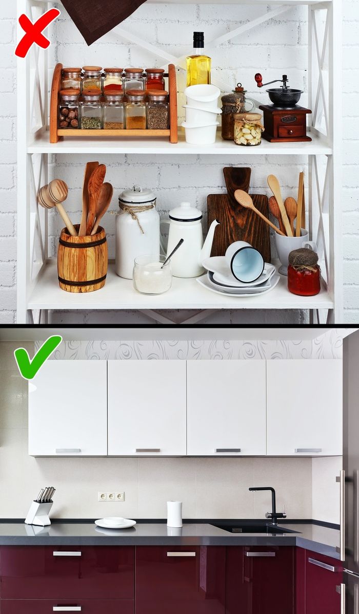 rak dapur yang tidak tertutup