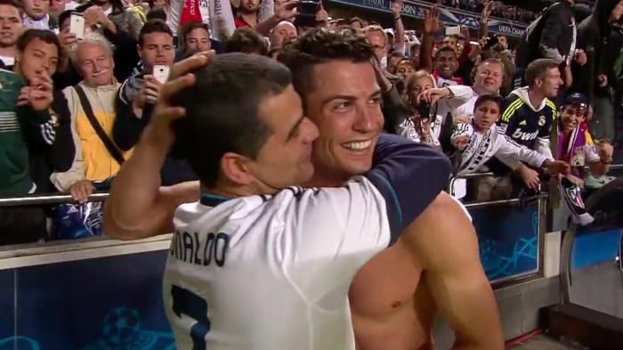 Cristiano Ronaldo dan sahabatnya Albert Frantau usai laga final Liga Champions 2014 