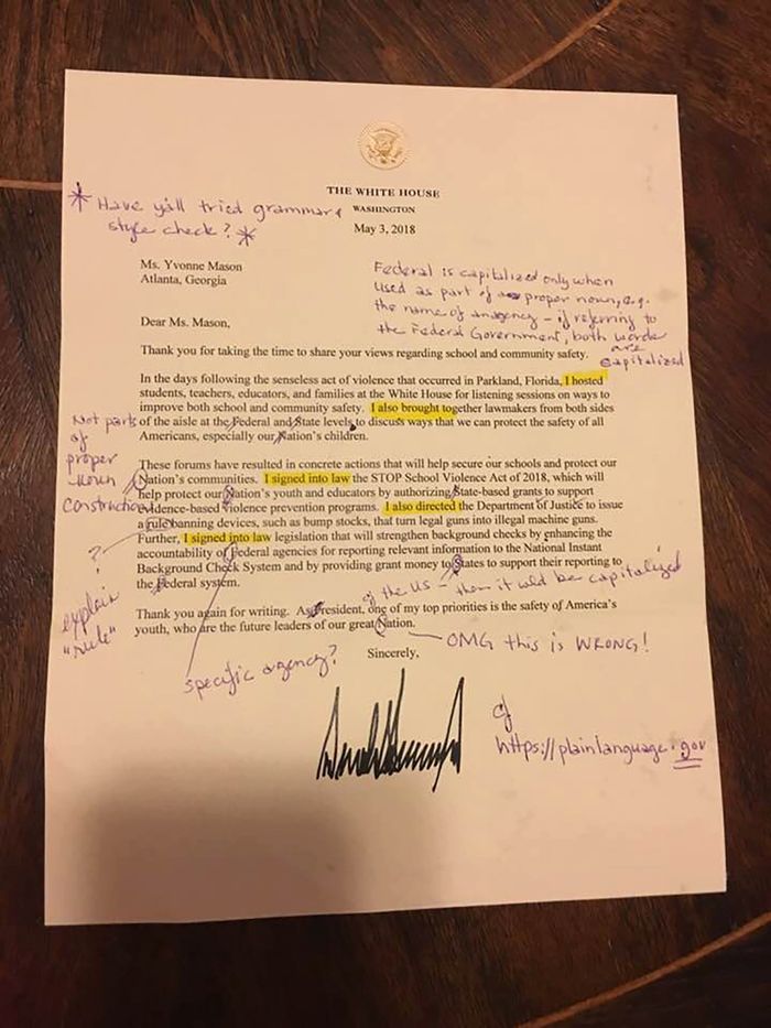 Dapat Surat Dari Gedung Putih Pensiunan Guru Bahasa Inggris Mengoreksi Tata Bahasa Donald Trump Hasilnya Menggelikan