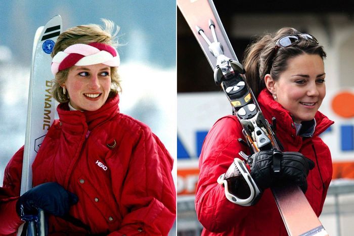 Putri Diana dan Kate saat bermain ski